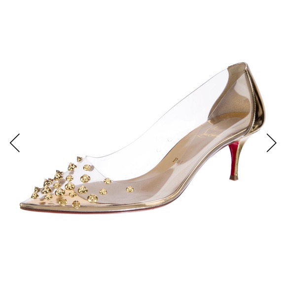 Christian Louboutin Shoes - Christian Louboutin Gold and Clear Heels